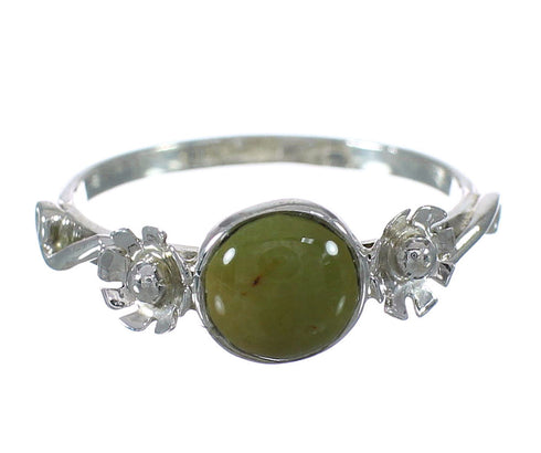 Turquoise Silver Southwest Flower Ring Size 7-3/4 YX90806